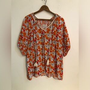 Vivilli Blouse Womens XL Multicolor Floral Bloomcore Dopamincore Peasant Cottage